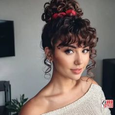 60 Best Curly Hairstyles With Bangs For A Stunning Look! « Only Hairstyles Curly Hair With Bangs Styles, Should I Get Bangs With Curly Hair, Hairdos For Curly Hair With Bangs, Curly Hair With Bangs Round Face, Curly Hair With Curly Bangs, Mid Length Curly Brown Hair, Natural Curly Hair With Curtain Bangs, Curly Bangs Hairstyles Updo, Taylor Swift Bangs Curly