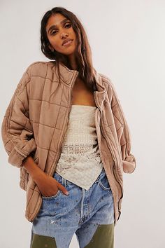 Free People Outfits, December Fashion, Free People Jacket, Aviator Jackets, Jacket Outfit, Cotton Jacket, Knit Jacket, Knit Cotton, Covet Fashion