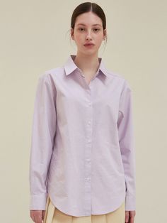 Editor's NotesThis product is a pastel collar shirt featuring soft colorways. It is made from a premium cotton material that provides a solid and smooth texture and is comfortable with a relaxed oversized fit and suitable for a variety of bottoms. - Pastel collar shirt- Soft colorways- Premium cotton material - Relaxed oversized fit Measurements(in.)Size: One Size(XS-M)- Shoulder: 17.32in.- Chest: 20.86in.- Sleeve: 22.83in.- Total Length: 27.95in. *Model info: Height 5' 54, Wearing a size One Composition & Care- Fabric: 100% Cotton- Dry Clean Designer- by YAN13 Pastel Long Sleeve Cotton Tops, Oversized Lavender Cotton Top, Purple Cotton Shirt With Spread Collar, Purple Relaxed Fit Collared Shirt, Relaxed Fit Lavender Cotton Shirt, Purple Cotton Blouse With Relaxed Fit, Lavender Long Sleeve Cotton Top, Purple Cotton Classic Style Tops, Classic Purple Cotton Tops