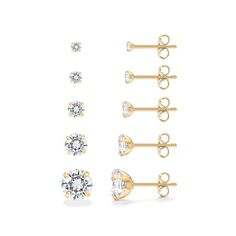 Discover PAVOI's 8 Hearts and 8 Arrows CZ Stud Earrings Set, featuring 5 pairs in various sizes from 3mm to 8mm. Crafted with the finest cubic zirconia and plated with yellow gold, these stud earrings offer hypoallergenic properties and are free of nickel and lead. Perfect for everyday wear or special occasions, they combine elegance with comfort and are an essential addition to any jewelry collection. Size: one size.  Gender: female.  Age Group: adult. Gold Stud Earrings Set, Cz Stud Earrings, Stud Earrings Set, Gold Earrings Studs, Gold Studs, Earrings Set, Jewelry Earrings Studs, Earring Set, Gender Female