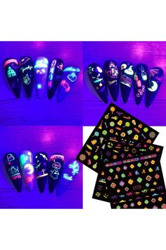 Dark Nail Art, Holiday Party Accessories, Nail Art Halloween, Nail Decals Diy, Dark Nail, Wedding Nail Art Design, Witch Nails, Luminous Nails, Gel Polish Nail Art