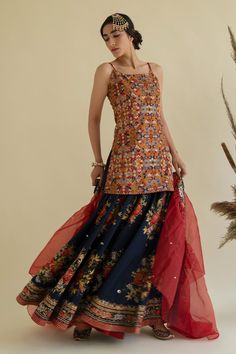 Multicolored kurta with abstract print and embroidered detail. Paired with floral printed, embroidered gharara and dupatta.
Component: 3
Embroidered
Neckline: Sqaure
Sleeve Length: Sleeveless
Fabric: Viscose
Color: Multi Color
Sheer dupatta - Aza Fashions Sheer Dupatta, Kurta Set For Women, Embroidered Neckline, Kurta Set, Set For Women, Floral Printed, Aza Fashion, Abstract Print, Multi Color