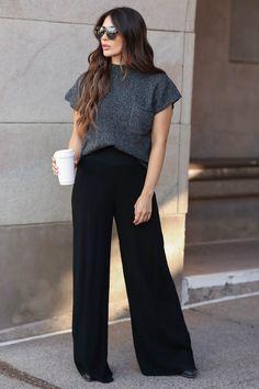 Right Direction Wide Leg Pants - Black, Closet Candy, 1 Wide Pants Outfit, Wide Leg Trousers Outfit, Conference Outfit, Fall Prep, Dress Pants Outfits, Black Pants Outfit, Wide Leg Pants Outfit, Work Trip, Style Guru