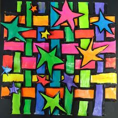 an art project made with colored paper stars