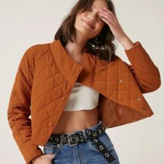 Super Cute Jacket! Bought It During Quarantine And Never Wore It. Trendy Fall Quilted Jacket, Brown Casual Quilted Jacket For Fall, Casual Brown Quilted Jacket For Fall, Quilted Cropped Jacket For Fall, Casual Quilted Cropped Jacket With Long Sleeves, Casual Quilted Cropped Jacket For Spring, Autumn 2022, Cute Jackets, Brown Jacket