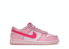 Nike Dunk Low Triple Pink, Pink Dunks, Pretty Shoes Sneakers, Nike Basketball, Perforated Leather, Nike Dunk Low, Pretty Shoes, Nike Sneakers, Dunk Low