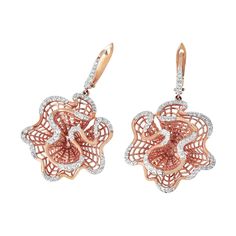 18Karat Gold Dangle Earring Rose Gold Floral Diamond Fashion Earring A fashion Art Nouveau floral open filigree dangle earring meticulously crafted to mesmerize. Each part of this art piece shows the passion for jewelry from Oshi Jewels Designs Inc. sculptural arrangements of diamonds designed to enchant and enthrall. An elegant creation designed to intrigue; this luxury earring captures the eye. "ALL OUR ITEMS ARE ELIGIBLE FOR FREE SHIPPING AROUND THE WORLD" DON'T HESITATE TO ASK FOR ADDITIONAL Elegant Rose Gold Filigree Earrings, Rose Gold Pierced Flower Earrings For Formal Occasions, Rose Gold Flower Earrings For Formal Events, Traditional Rose Gold Earrings For Formal Occasions, Elegant Earrings With Intricate Flower Design, Formal Filigree Drop Danglers, Formal Filigree Danglers Drop Earrings, Rose Gold Filigree Drop Earrings, Elegant Filigree Danglers For Celebration