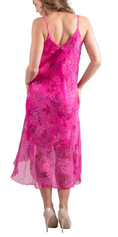 Midi Silk Dress with Adjustable Spaghetti Straps Featuring a Delicate Leaf Print. Silk Exterior with a Soft Viscose Lining. 30% Silk | 70% Viscose Made in Italy One size fits most. Model is 5'8. Midi Silk Dress, Leaf Print, Leaf Prints, Handbags On Sale, Silk Dress, Spaghetti Strap, Hot Pink, Spaghetti, In Italy