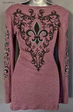 New Vocal Apparel Womens Crystal Embellished Purple Fleur De Lis Boho Western Long Sleeve Shirt Bling S Small Usa - Etsy Pink Fitted Tops With Rhinestones, Fitted Pink Tops With Rhinestones, Purple Long Sleeve Shirt For Fall, Spring Embellished Fitted Shirt, Spring Long Sleeve Embellished Shirt, Fitted Long Sleeve Rhinestone Shirt, Fitted Long Sleeve Shirt With Rhinestones, Winter Embellished Long Sleeve Tops, Embellished Long Sleeve Tops For Winter