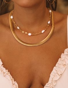 ~18k Gold filled chain ~Freshwater pearls ~Appx 17'' Long Gold Filled Chain, Body Types, Chains Necklace, Freshwater Pearls, Gold Filled, Jay, Pear, Choker Necklace, 18k Gold