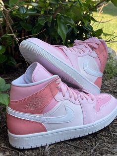 Level up your style with these Pink Custom Air Jordan 1s! Featuring a bright pink colorway, they'll make any outfit pop. Make a statement with these bold shoes and give your wardrobe that extra edge - adventure awaits! 🤩 🔥100% genuine, Brand New.👟 Custom sneakers.★Every pair is hand-made and unique.✨ Best quality waterproof and scratch-proof paints used. ✨ 1000+ satisfied customers across various platforms.🎁 Treat the shoes as art as they are delicate and special.💌 We accept custom orders. Trendy Pink Mid-top Sneakers, Pink Casual Custom Sneakers For Spring, Casual Pink Custom Sneakers For Spring, Spring Casual Pink Custom Sneakers, Pink Mid-top Jordan Shoes For Streetwear, Casual Pink Custom Sneakers With Round Toe, Pink Mid-top Jordan Shoes With Boost Midsole, Casual Pink Custom Sneakers With Boost Midsole, Sporty Custom Pink Sneakers For Spring