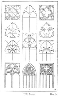 an old architectural drawing shows the different types of windows and their design, as well as how to draw them