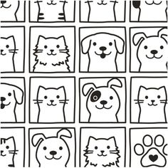 the dog and cat faces are drawn in squares