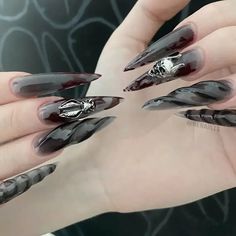 Visual Kei Nails, Goth Nails, Fire Nails, Ombre Nails, Visual Kei, Makeup Nails, Cute Nails