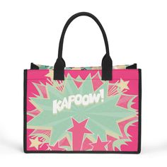 Show off your fierce side with our Feminist Women Empowered Pop Art Retro Canvas Tote Bag. Sturdy and stylish, this tote bag is perfect for carrying your belongings with a statement. Don't just carry a bag, carry a message! Elevate your everyday carry with our Premium Canvas Tote Bag. Crafted from high-quality canvas fabric, this bag offers durability and style. With reinforced handles, and a button closure, it ensures secure and convenient storage for your essentials, making it perfect for erra Trendy Rectangular Canvas Bag For On-the-go, Trendy Canvas Bag For Shopping With Top Carry Handle, Trendy Canvas Shopping Bag With Top Carry Handle, Trendy Satchel With Dust Bag For Gift, Trendy Pink Bags With Graphic Print, Trendy Rectangular Canvas Bag With Graphic Print, Trendy Graphic Print Bag As Gift, Trendy Graphic Print Bag For Gifts, Pink Graphic Print Tote Bag