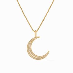 A sparkling crescent moon showcasing curves of graduated pavé on a delicate rope chain that can be worn long or doubled up. Julie Vos, Rope Chain, Crescent Moon, Ring Necklace, Wedding Shop, Crescent, Necklaces Bracelets, Cubic Zirconia, Sparkle