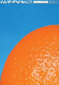 an orange is shown against a blue background