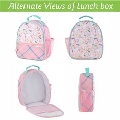 UNICORN LUNCHBOX Send your little one off to preschool or elementary school with a darling personalized Stephen Joseph lunchbox and optional matching backpack. These fun and functional matching lunchboxes are large enough to carry your children's lunch & snack needs for school and are durable enough to bring on field trips or picnics. We will personalize it with your child's name or initials, in the thread color & font of your choice. See customization options in the photos above. *Pleas Cute Lunch Bag For Back To School, Cute Back To School Lunch Bag, Cute School Lunch Bag For Back To School, Cute Lunch Bag For School Year End, Pink School Lunch Bag For End Of School Year, Cute Lunch Box For Back To School, Cute White Lunch Bag For School, Cute White School Lunch Bag, Cute Lunch Box For School End Of Year