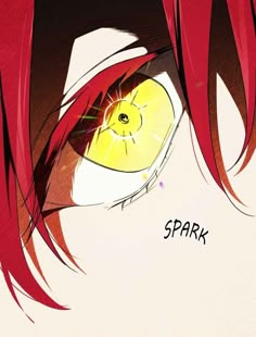 an anime character with red hair and yellow eyes