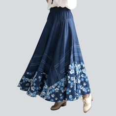 Introducing the 2023 Spring-Summer Collection's Nonconformist Silhouette & Flare Denim Skirt ââ‚?an effortless blend of unconventional trend and contemporary fashion!Why You'll Adore ItThis long skirt is textured to make a statement. Its high-waisted silhouette and rubber closure are made for comfort. while its intricate embroidery and subtle distressed pattern bring an air of vintage charm. No wonder it's the perfect blend of free-spirited chic and vogue style.Distinctive Features Boho Style: E Fitted Skirted Bottoms For Spring, Spring Casual A-line Bottoms, Fitted Lined Skirt For Spring, Spring Casual Non-stretch Denim Skirt, Summer A-line Stretch Bottoms, Non-stretch High Waist Denim Skirt For Spring, Summer Stretch Denim Skirt, Casual Non-stretch Denim Skirt For Spring, Casual Non-stretch Denim Skirt For Summer