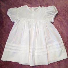 This Is A Gorgeous Sz 24 Mo Handmade Heirloom Type Dress. It Is Made From 100% Cotton. It Has 3 Tucks Which Really Adds To The Look. Great For Beach Pictures. Cotton Baptism Dress With Short Sleeves, Cute Cotton Fitted Baptism Dress, Cute Fitted Cotton Baptism Dress, Cute Cotton Baptism Dress With Short Sleeves, Cheerleading Dress, Tan Floral Dress, Navy Blue Velvet Dress, Snowflake Dress, Dinosaur Dress