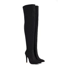 Shop Black Glitter Pointed Toe Stiletto Heel Fashion Thigh High Boots color Black for Anniversary, Going out, Hanging out with worldwide Free shipping & Free return. Elegant Glitter Fitted Boots, Elegant Fitted Glitter Boots, Glamorous High Heel Knee-high Winter Boots, Glamorous High Heel Knee-high Boots For Winter, Glamorous High Heel Knee-high Boots For Night Out, Elegant Glitter Boots For Winter, Elegant Winter Glitter Boots, Glamorous Thigh High Heeled Boots For Party, Fitted Glitter Boots For Party