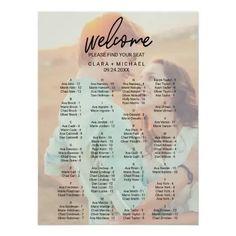 a wedding seating chart with the names and dates