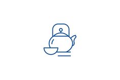 a teapot with a cup and saucer line icon