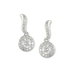 Platinum/Rhodium nickel free pierced earring with 1- 6mm & 18- 1.5mm round white CZ's. Jewelry is produced using the same manufacturing process as fine jewelry with rigorous quality controls giving it the “Look of Real”. Each item is polished to a mirror finish. Hand set Cubic Zirconia’s stones are a 3A quality, exceeding the industry standard and giving you that extra sparkle just like a real diamond. Earring posts are Hypo-allergic Surgical Steel with comfort disk backings. Chains are soldered Silver Round Crystal Earrings, Silver Crystal Round Earrings, Silver Crystal Earrings With Round Cut, Sterling Silver Earrings With Sparkling Stones, Silver Bridal Earrings With Prong Setting, Classic Round Cluster Earrings, White Gold Round Crystal Earrings With Sparkling Stones, White Gold Crystal Earrings With Sparkling Stones, Silver Halo Crystal Earrings