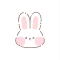 a drawing of a bunny's face with pink cheeks and ears, on a white background