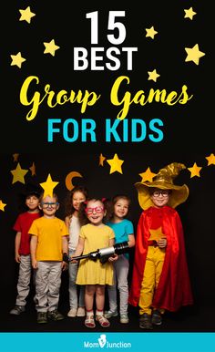 kids in costumes with text overlay that reads 15 best group games for kids