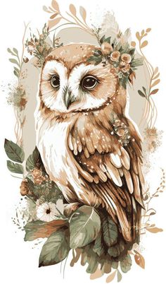 Owls To Paint, Owls And Flowers, Boho Clipart Free, Floral Owl Tattoo, Owl Nursery Ideas, Beautiful Things To Draw, Owl Watercolor Paintings, Owl Art Projects For Kids, Owl Artwork Illustrations