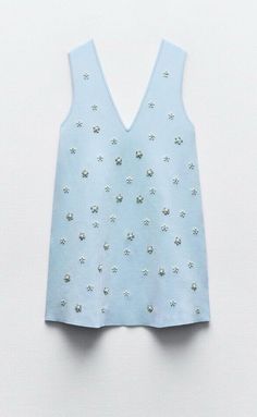 #ad Great Shopping ZARA NEW KNIT MINI DRESS WITH RHINESTONE BEADS LT. BLUE 2142/081 NWT, Fashion Womens Dresses Zara Clothes, Light Blue Dresses, Zara New, Rhinestone Bead, Knit Mini Dress, Trending Dresses, Zara Dresses, Women's Fashion Dresses, Women's Dresses