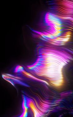 an abstract image with lines and colors in the dark, showing different shades of light