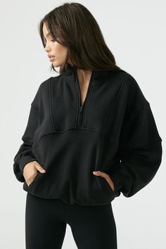 b7087c1f4f89e63af8d46f3b20271153 Oversized Half Zip Pullover Outfit, Half Zip Pullover Outfit, Pullovers Outfit, Biker Shorts Outfit, Pullover Outfit, Half Zip Pullover