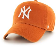 Design Curved brim, adjustable hat Buckle adjustable closure back Relaxed fit Style and Team Spirit Raised embroidered team logo on front ‘47® embroidered logo on left side Additional Details One size fits most Officially licensed product New York Cap, Yankee Hat, Ny Hat, New York Yankee Hat, Yankees Hat, Mens Trucker Hat, Branded Caps, Orange Hats, Best Caps