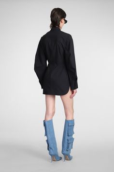 97% Cotton, 3% Elastane Fitted Long Sleeve Shirt Dress For Cocktail, Designer Fitted Shirt Dress, Fitted Shirt Dress For Spring Cocktail, Gilda Ambrosio, Herno Jacket, The Attico, Mini Shirt Dress, Embellished Dress, Jeans Jumpsuit