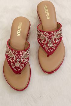 Embroidered Round Toe Sandals For Party, Traditional Open Toe Heels With Floral Embroidery, Wedding Embellished Leather Sandals, Wedding Leather Embellished Sandals, Leather Embellished Heels For Wedding, Gota Work Wedding Sandals For Summer, Wedding Sandals With Gota Work For Summer, Elegant Embroidered Wedding Sandals, Summer Wedding Sandals With Gota Work