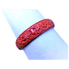 Find many great new & used options and get the best deals for Vintage 1970's Chinese Export Hand Carved Dark Red Cinnabar Bangle Bracelet at the best online prices at eBay! Free shipping for many products! Vintage Red Adjustable Bracelet, Vintage Red Adjustable Bracelets, Vintage Adjustable Red Bracelets, Vintage Handmade Red Bangle, Red Carved Vintage Jewelry, Vintage Red Bracelet As A Gift, Vintage Red Bracelet For Gifts, Carved Red Vintage Jewelry, Red Vintage Adjustable Cuff Bracelet