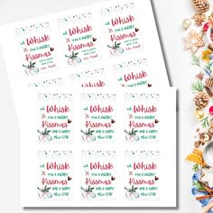 christmas stickers with the words, you're a wish to be merry on them