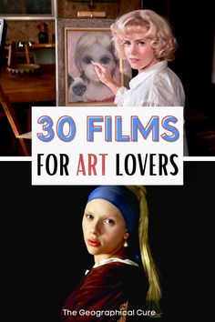 the movie poster for 30 films for art lovers, with an image of a woman holding a