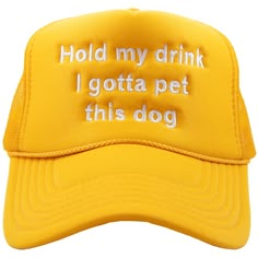 Indulge in the relatable wit of our Hold My Drink I Gotta Pet This Dog Wholesale Trucker Hat! An ode to dog lovers everywhere, this design speaks volumes about the irresistible urge to stop and pet every adorable pup along the way. Previously a sensation on our classic hats, this iconic design has made its way to foam hats, now available in khaki and orange. Perfect for those embracing day drinking alongside their furry best friend, this hat brings a touch of humor and companionship. Join the fu Funny Quotes Christmas, Foam Hats, How To Have Style, Women Trucker, Funny Hats, Classic Hats, Hat Ideas, Denim Chic, Iconic Design