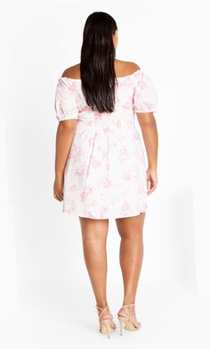 Exude graceful vibes with the Martine Print Dress. Revealing an off-shoulder neckline to flaunt your upper figure and a cotton blend fabrication for a lightweight feel, you have never felt so comfortable in a dress. Key Features Include: - Off shoulder neckline - Front V notch with hardware and ruching - Short sleeve - Cotton blend fabrication - Lined - Mini length hemline Team with nude sandals and a messy bun for daytime dates. | Plus Size Martine Print White Dress in Etched Rose, Size 14 | Ci Spring Ruched Off Shoulder Dress With Short Sleeves, Cotton Off-shoulder Ruched Dress, Ruched Off Shoulder Dress With Short Sleeves For Spring, Off-shoulder Ruched Cotton Dress, Ruched Off-shoulder Cotton Dress, Ruched Cotton Off-shoulder Dress, Cotton Off-shoulder Dress For Daywear, Feminine Ruched Off Shoulder Dress For Spring, Spring Cotton Off-shoulder Dress