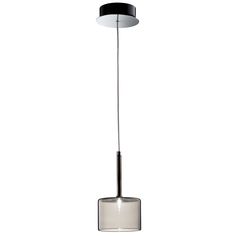 a black and white light hanging from a ceiling