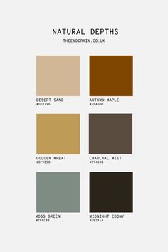 the color scheme for natural dephhs, which includes different shades and colors to choose from