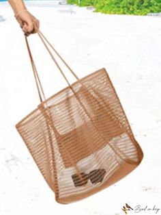 BirdinBag - Airy Mesh Shoulder Tote Bag Lightweight Rectangular Shoulder Bag For Shopping, Lightweight Tote Crochet Bag For Shopping, Lightweight Brown Shoulder Bag For Everyday, Lightweight Crochet Tote Bag For Shopping, Lightweight Crochet Shopping Tote Bag, Brown Beach Bag With Removable Pouch For Shopping, Lightweight Beige Shopping Bag, Lightweight Brown Shoulder Bag For Travel, Lightweight Rectangular Brown Shoulder Bag