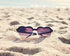 Beach Photography, Heart Sunglasses, Beach Print, Beach Art, Heart Shaped Sunglasses, Summer Print, Vacation Sunglasses, Sunglasses Art, Selfies Ideas, Shabby Chic Wall Art, Beach Bag Essentials, Sunglasses Beach, Pastel Beach, Fashion Illustration Watercolor, Beach Necessities