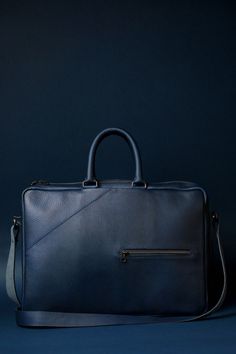 Backpack Briefcase Combo · Navy by Capra Leather Modern Blue Bags For Business Trips, Blue Rectangular Business Backpack, Modern Blue Briefcase, Blue Business Briefcase With Top Carry Handle, Modern Blue Business Satchel, Modern Blue Satchel For Business, Luxury Laptop Backpack For Office, Modern Blue Satchel Briefcase, Modern Commuting Travel Bag With Luggage Sleeve