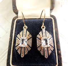 Stunning Art Deco 1920's inspired earrings in wonderful detail Please see photos as they form part of the description Measures approx 3.5cm total drop In good condition a wonderful gift Display box is not included in purchase Hallmarked Art Deco Earrings For Anniversary, Art Deco Style Pierced Drop Earrings, Art Deco Hallmarked Drop Earrings, Gold Drop Earrings Wedding, Gold Art Deco Clip-on Earrings For Formal Occasions, Art Deco Anniversary Clip-on Earrings, Art Deco 1920s, Inspiration Art, Gold Drop Earrings