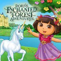 dora's enchanned forest adventures poster with the princess and her white horse